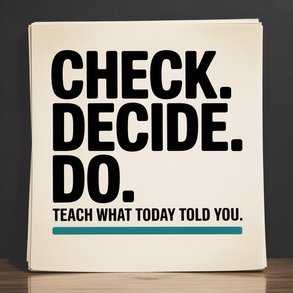 Check. Decide. Do. Teach What Today Told You.